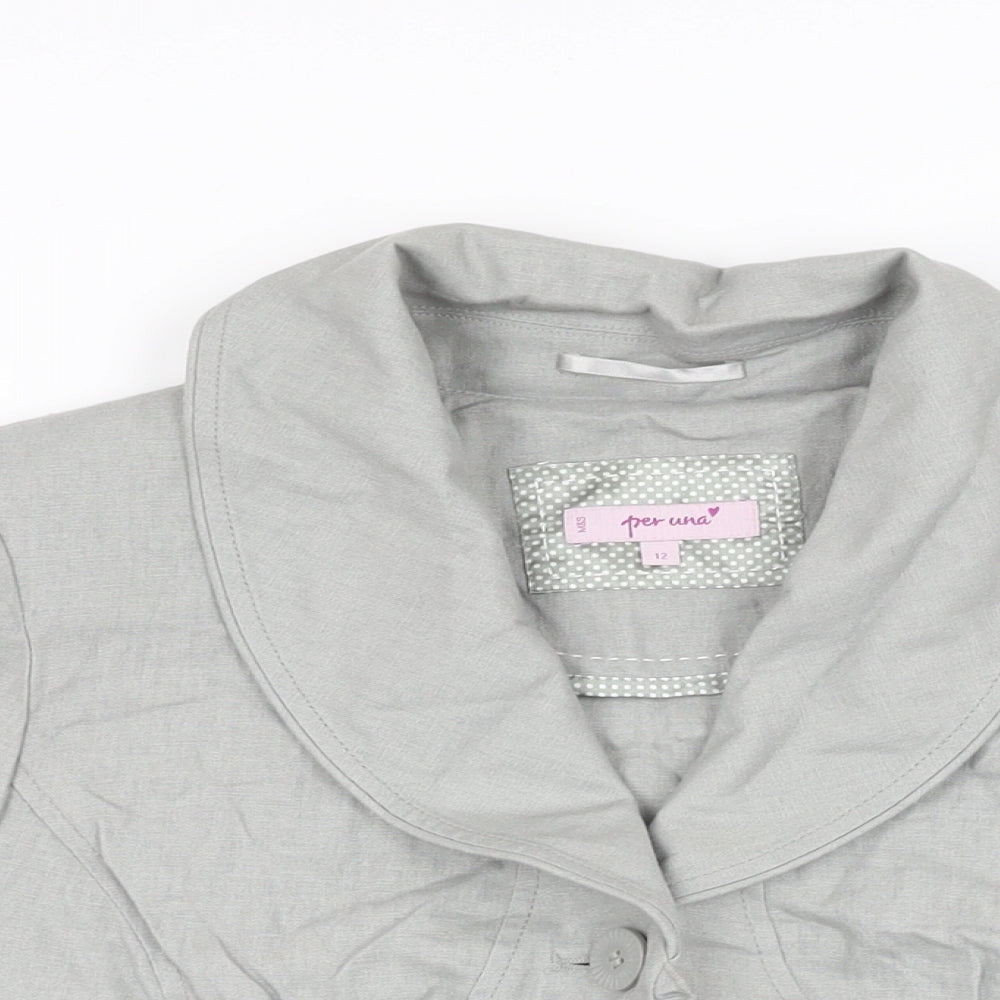 Per Una Womens Grey Jacket Size 12 Button