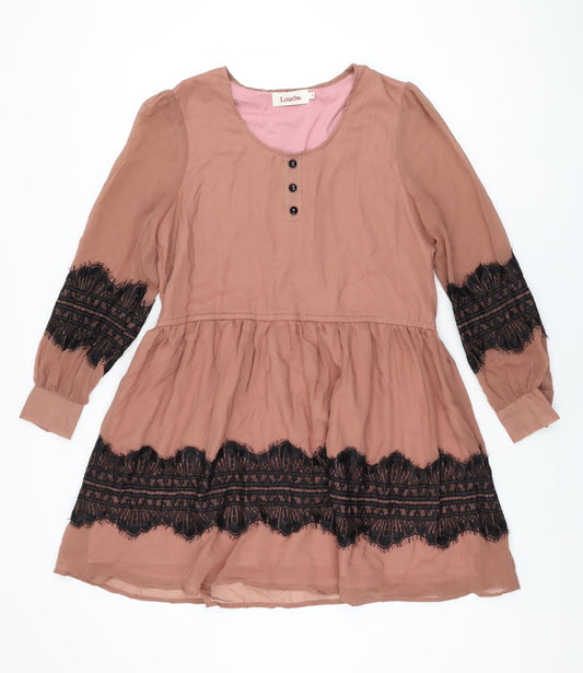Louche Womens Pink Polyester Skater Dress Size M Round Neck Pullover