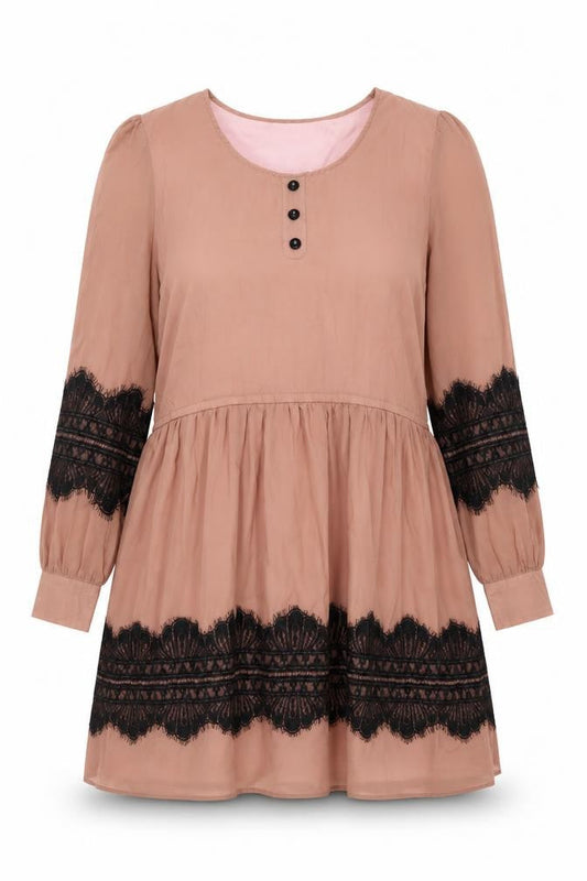 Louche Womens Pink Polyester Skater Dress Size M Round Neck Pullover