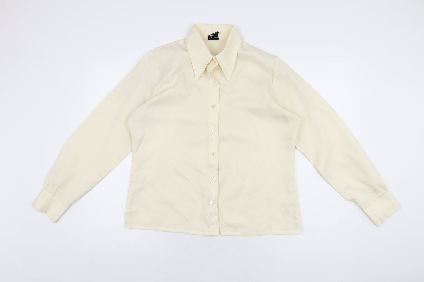 Fashions Womens Ivory Polyester Basic Button-Up Size 18 Collared
