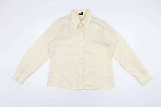 Fashions Womens Ivory Polyester Basic Button-Up Size 18 Collared