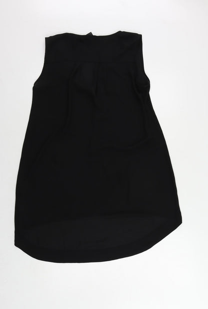 H&M Womens Black Polyester Basic Blouse Size 8 Round Neck