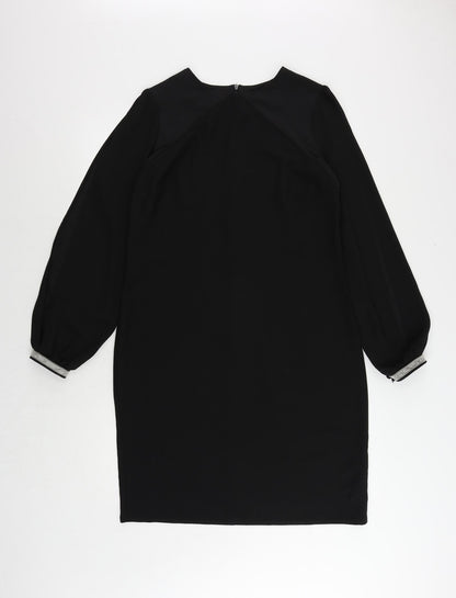 Next Womens Black Polyester Shift Size 12 Round Neck Zip - Embellished