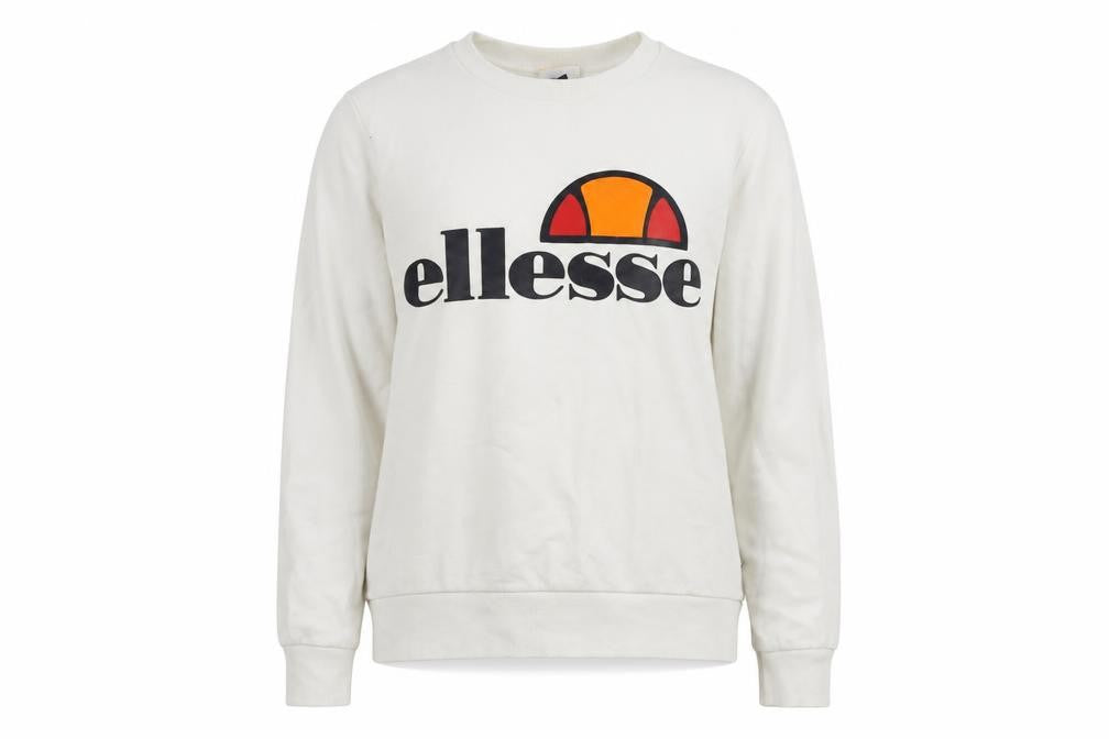 ellesse Womens White Cotton Pullover Sweatshirt Size 10 Pullover - Vintage Logo