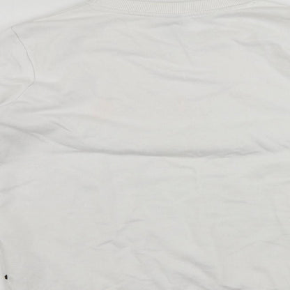 Brand and care label for Ellesse women’s white cotton pullover sweatshirt, size UK 10, pullover - vintage logo