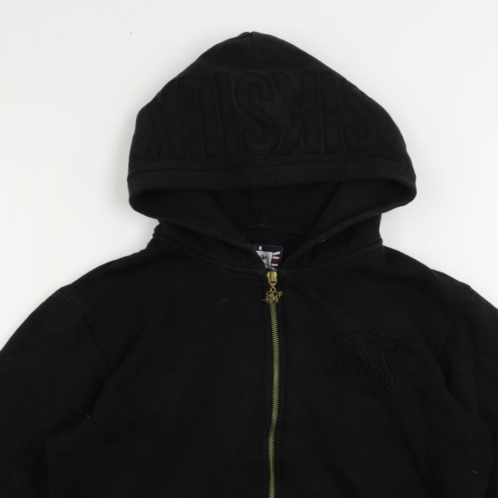SikSilk Mens Black Cotton Full Zip Hoodie Size XS - Logo