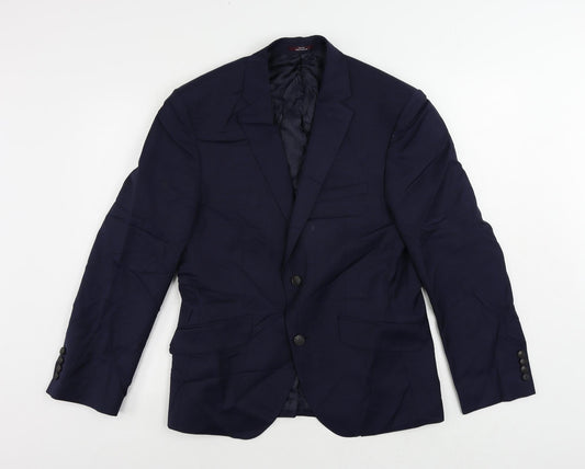 Marks and Spencer Mens Blue Wool Jacket Suit Jacket Size 38 Regular