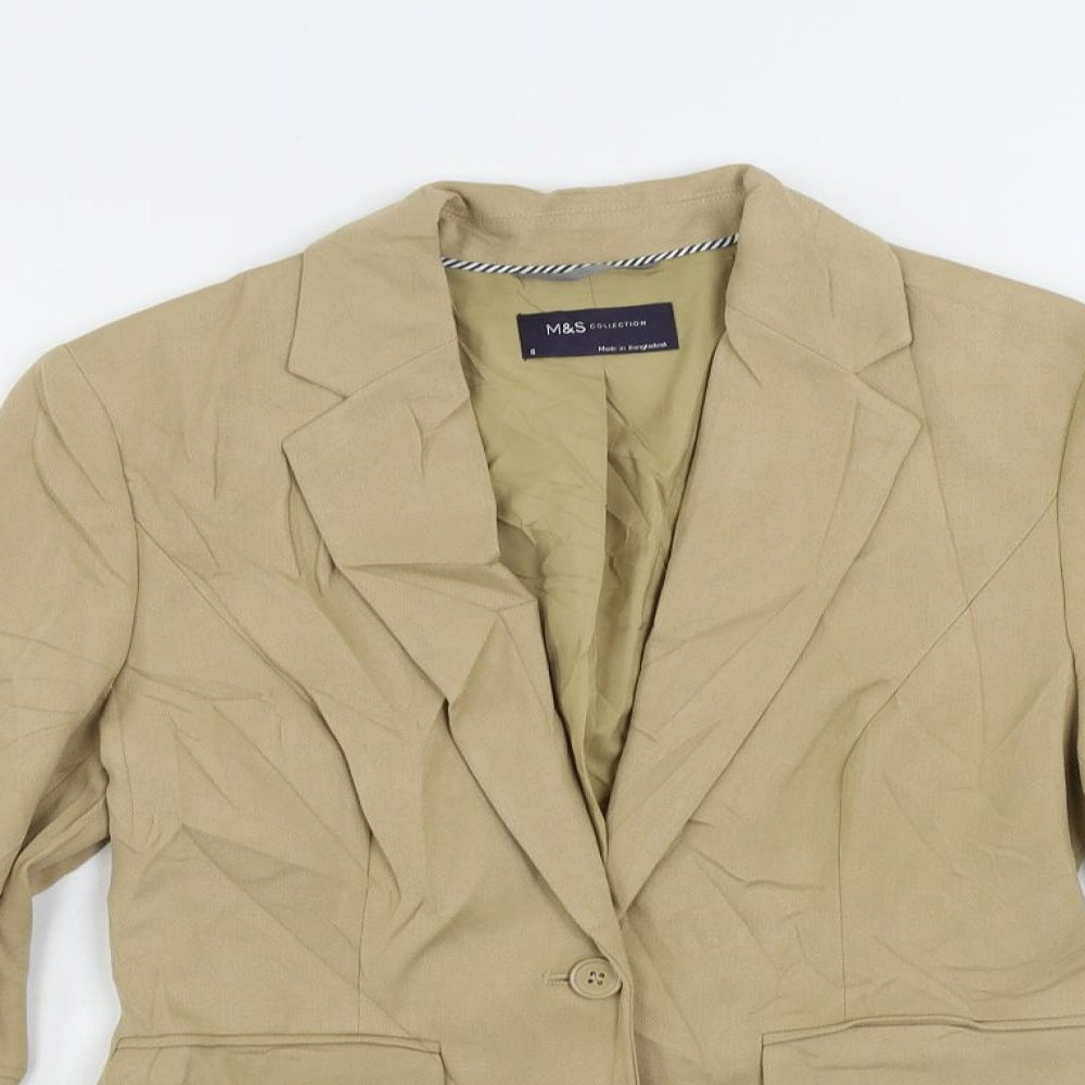 Marks and Spencer Womens Beige Jacket Blazer Size 8 Button