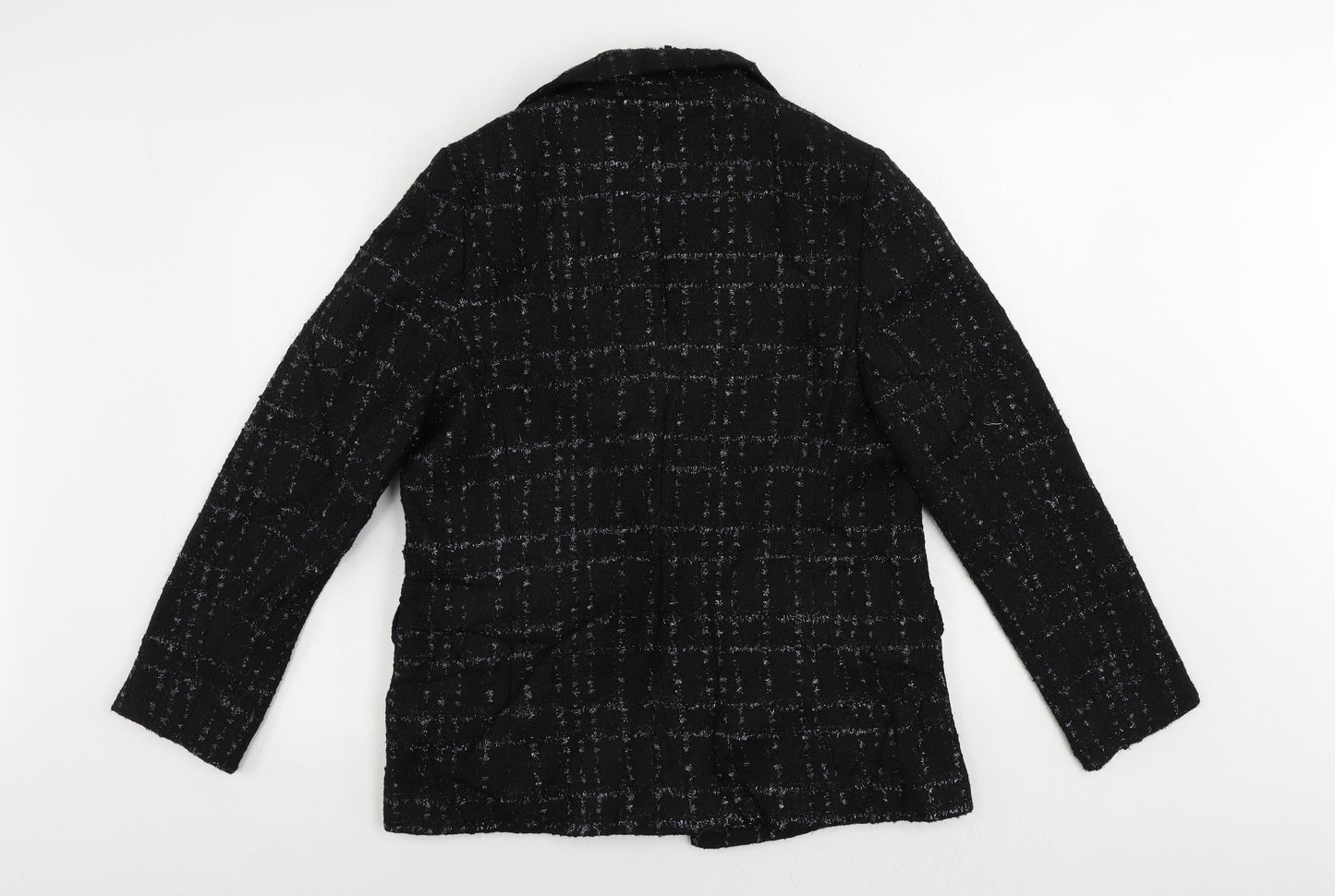 Marks and Spencer Womens Black Geometric Jacket Blazer Size 12 - Open