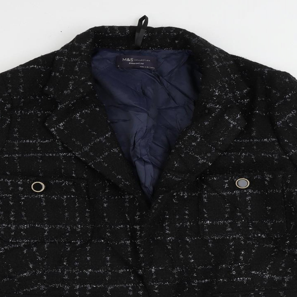 Marks and Spencer Womens Black Geometric Jacket Blazer Size 12 - Open