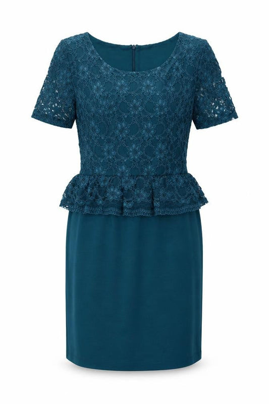 Monsoon Womens Green Polyester Pencil Dress Size 10 Boat Neck Zip - Peplum