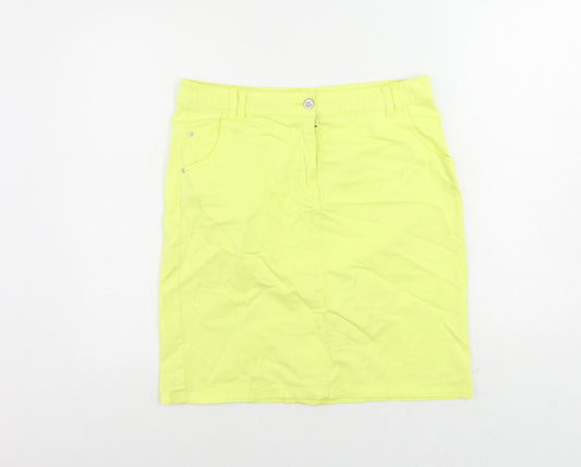 Canda Womens Yellow Cotton Straight & Pencil Skirt Size 12 Button - Pockets