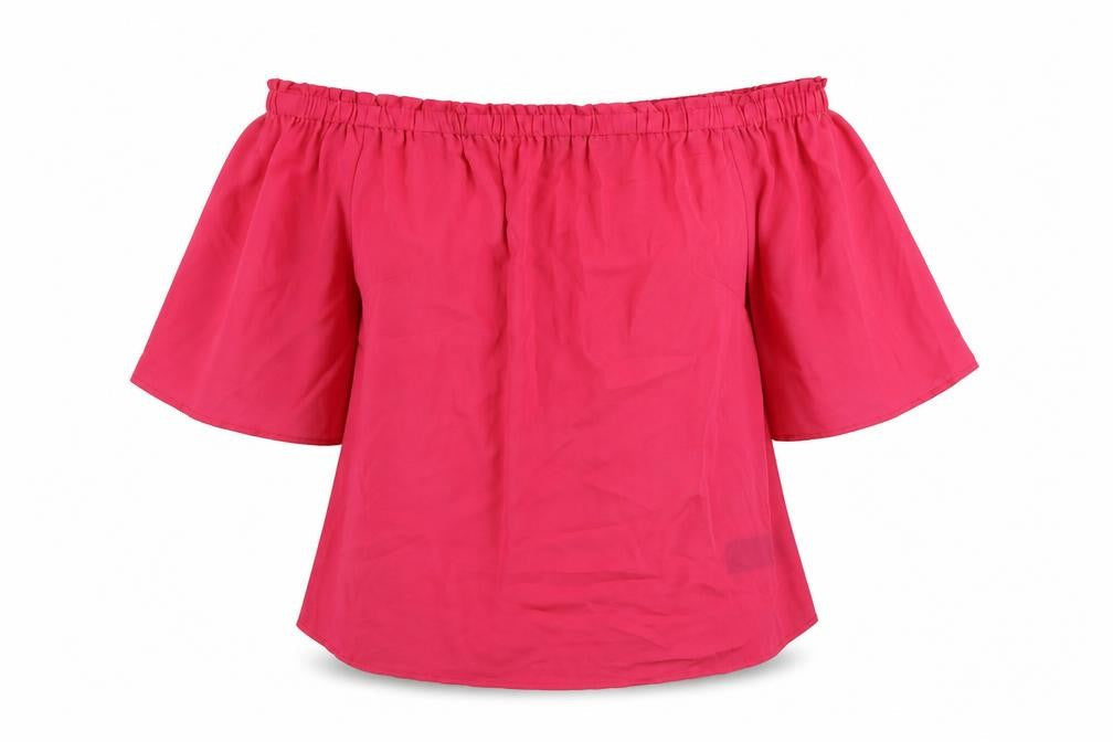 Capsule Womens Pink Polyester Basic Blouse Size 16 Off the Shoulder