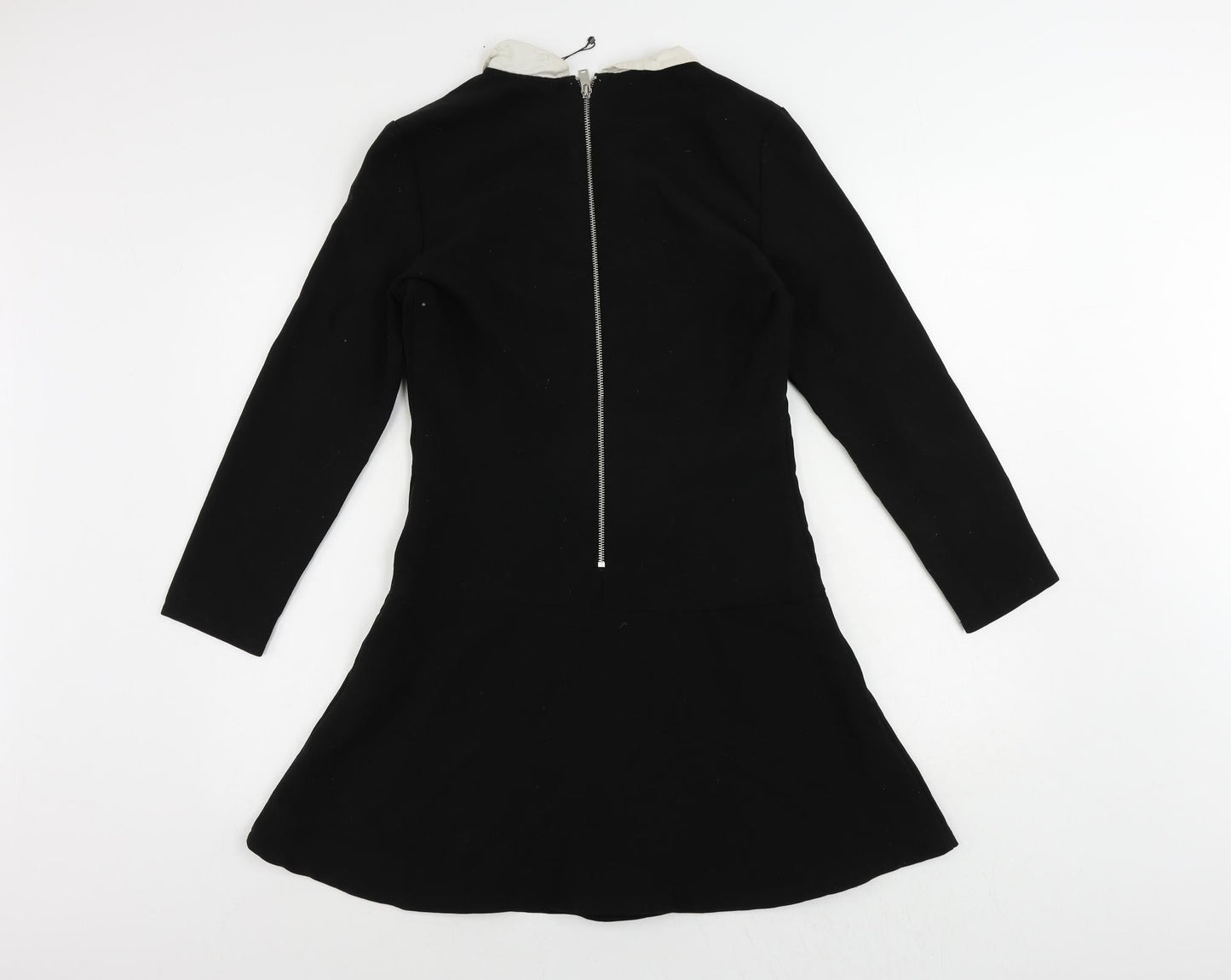 Mango Womens Black Polyester Mini Size S Collared Zip