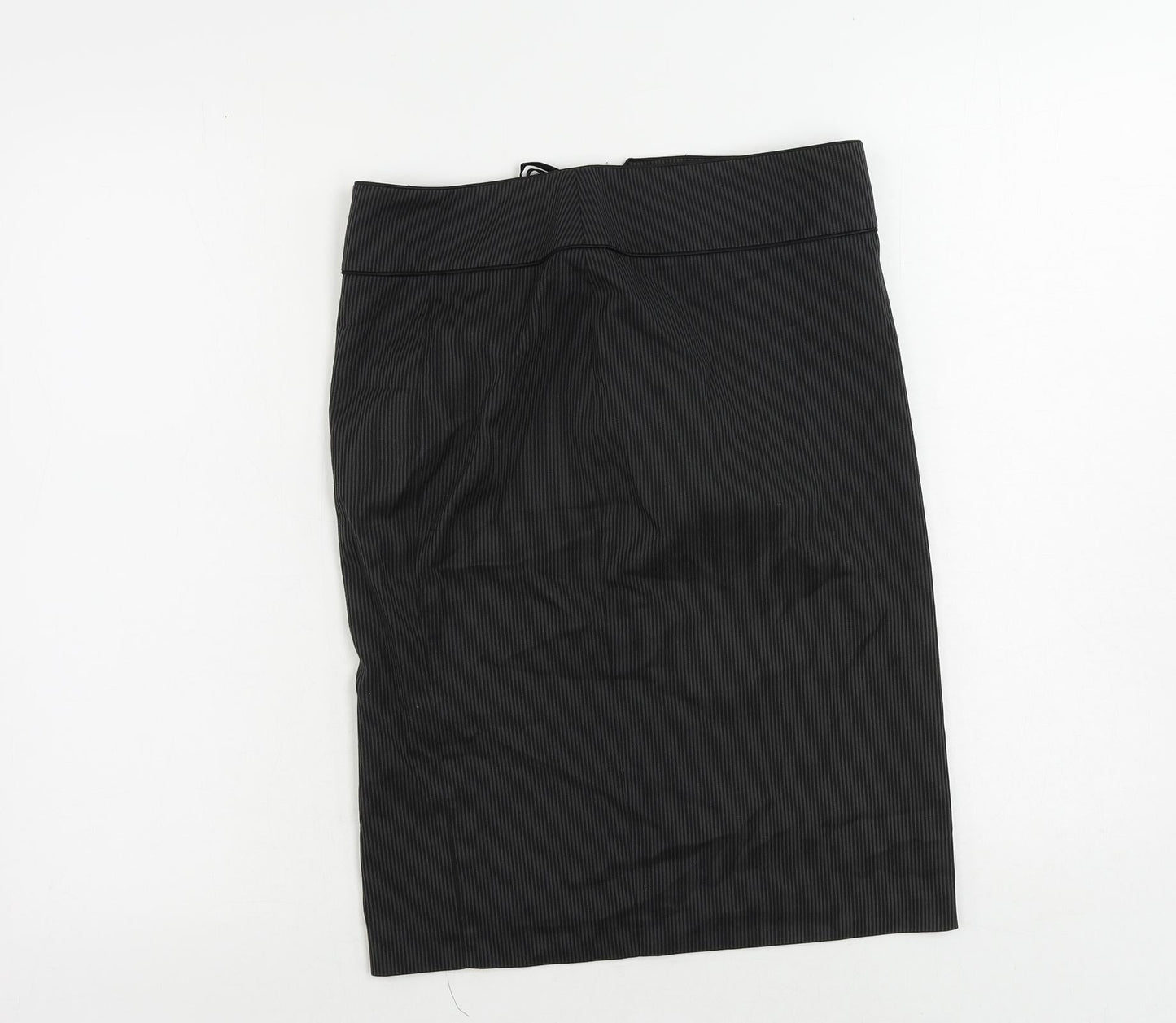 Debenhams Womens Grey Striped Polyester Straight & Pencil Skirt Size 8 Zip