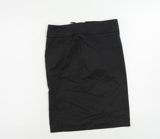Debenhams Womens Grey Striped Polyester Straight & Pencil Skirt Size 8 Zip