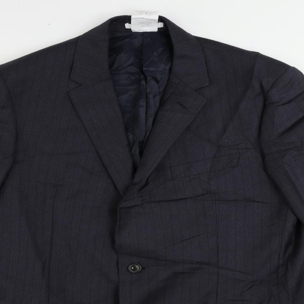 Marks and Spencer Mens Grey Striped Polyester Jacket Suit Jacket Size 42 Regular