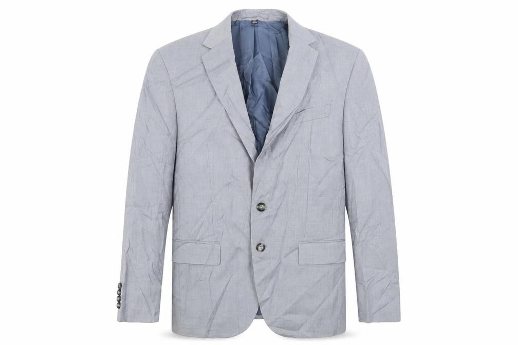 Marks & Spencer Mens Blue Geometric Polyester Jacket Suit Jacket Size 40 Regular