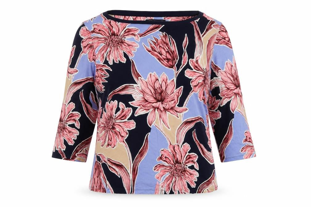 Marks & Spencer Womens Multicoloured Floral Viscose Basic Blouse Size 16 Boat Neck