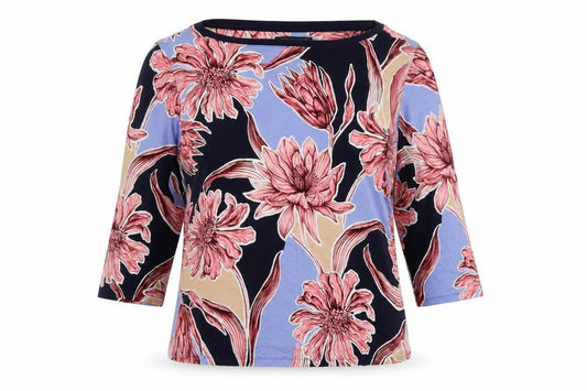 Marks and Spencer Womens Multicoloured Floral Viscose Basic Blouse Size 16 Boat Neck
