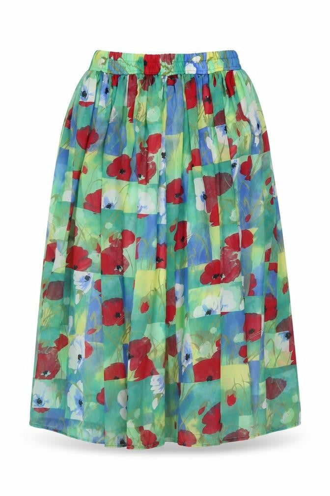 LUCIA Womens Multicoloured Floral Polyester Pleated Skirt Size 12
