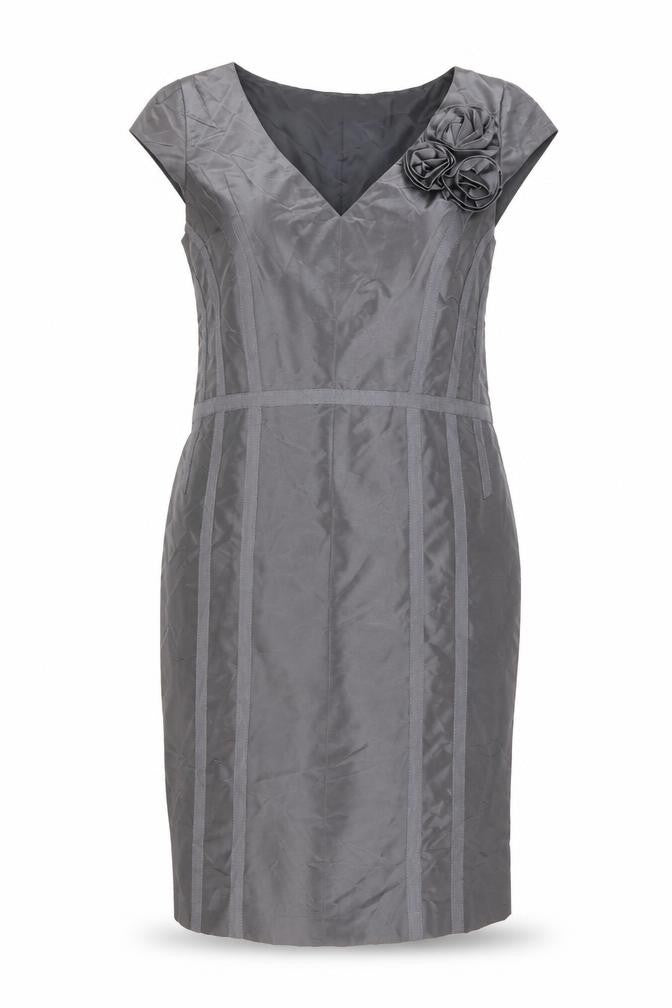 Planet Womens Grey Cotton Sheath Size 14 V-Neck Zip