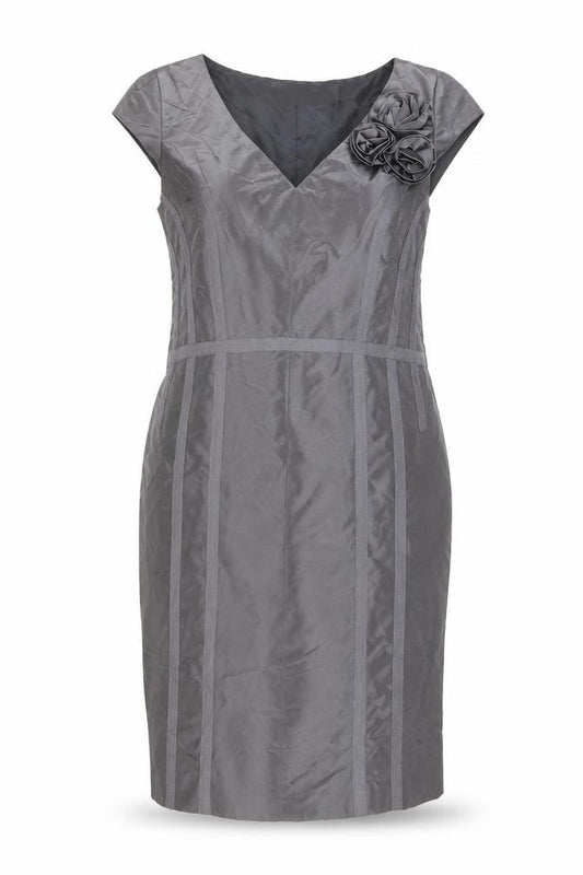 Planet Womens Grey Cotton Sheath Size 14 V-Neck Zip