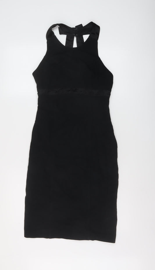 bebe Womens Black Viscose Bodycon Size M Round Neck Zip