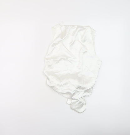 Zara Womens White Polyester Cropped Blouse Size M Round Neck