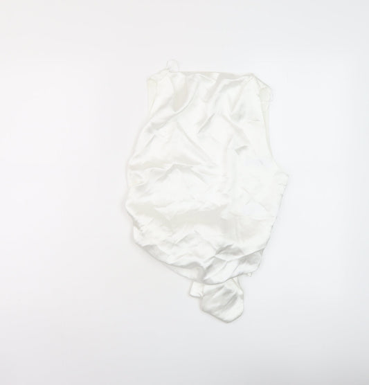 Zara Womens White Polyester Cropped Blouse Size M Round Neck
