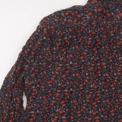 Zara Womens Multicoloured Floral Viscose Basic Button-Up Size M Collared