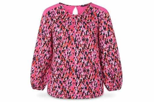 Marks and Spencer Womens Pink Animal Print Polyester Basic Blouse Size 10 Round Neck