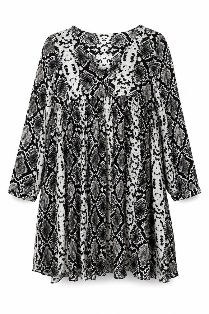 Zara Womens Black Animal Print Viscose A-Line Size S V-Neck Pullover