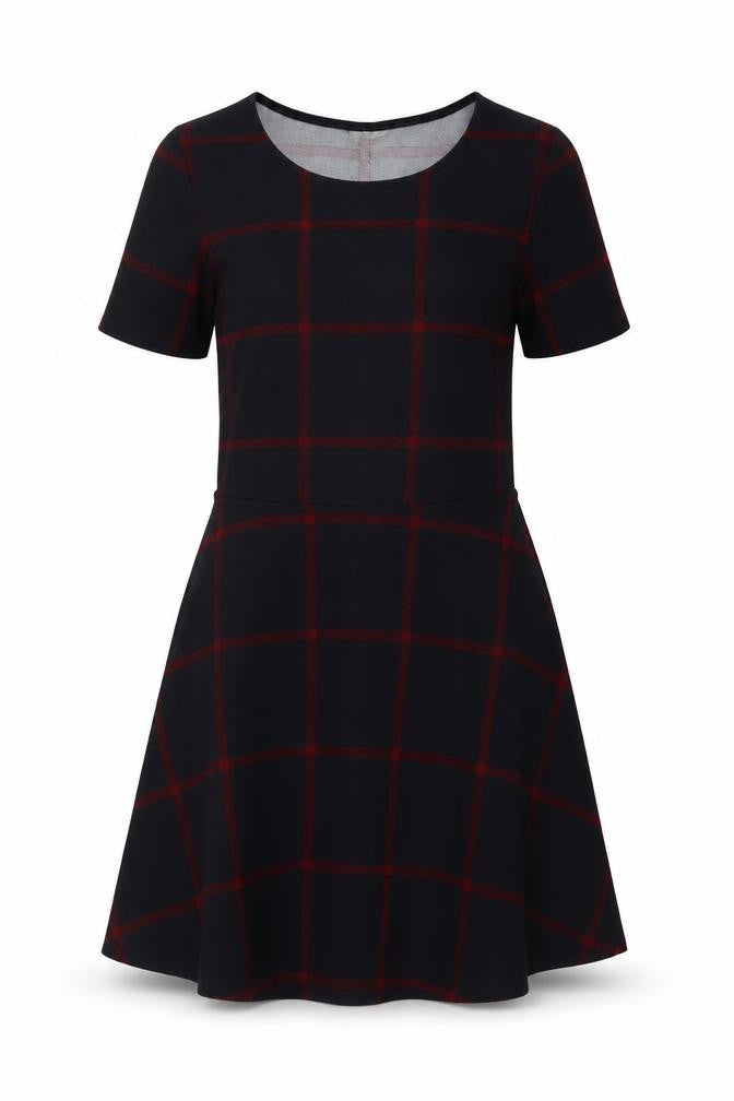 H&M Womens Blue Plaid Polyester A-Line Size 10 Round Neck Pullover