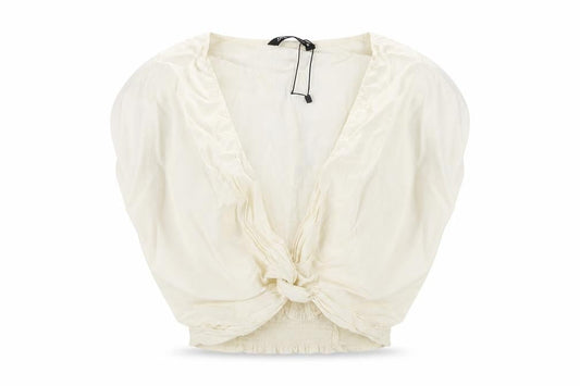 Zara Womens Ivory Viscose Cropped Tank Size S V-Neck