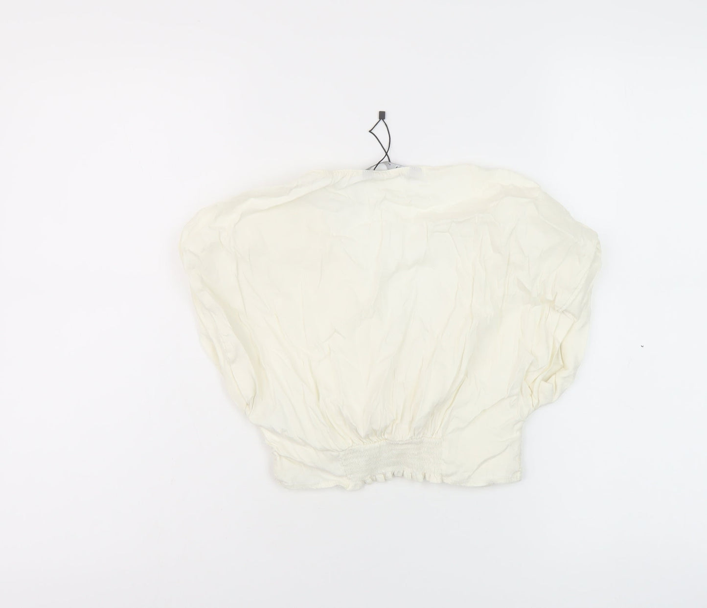 Zara Womens Ivory Viscose Cropped Tank Size S V-Neck