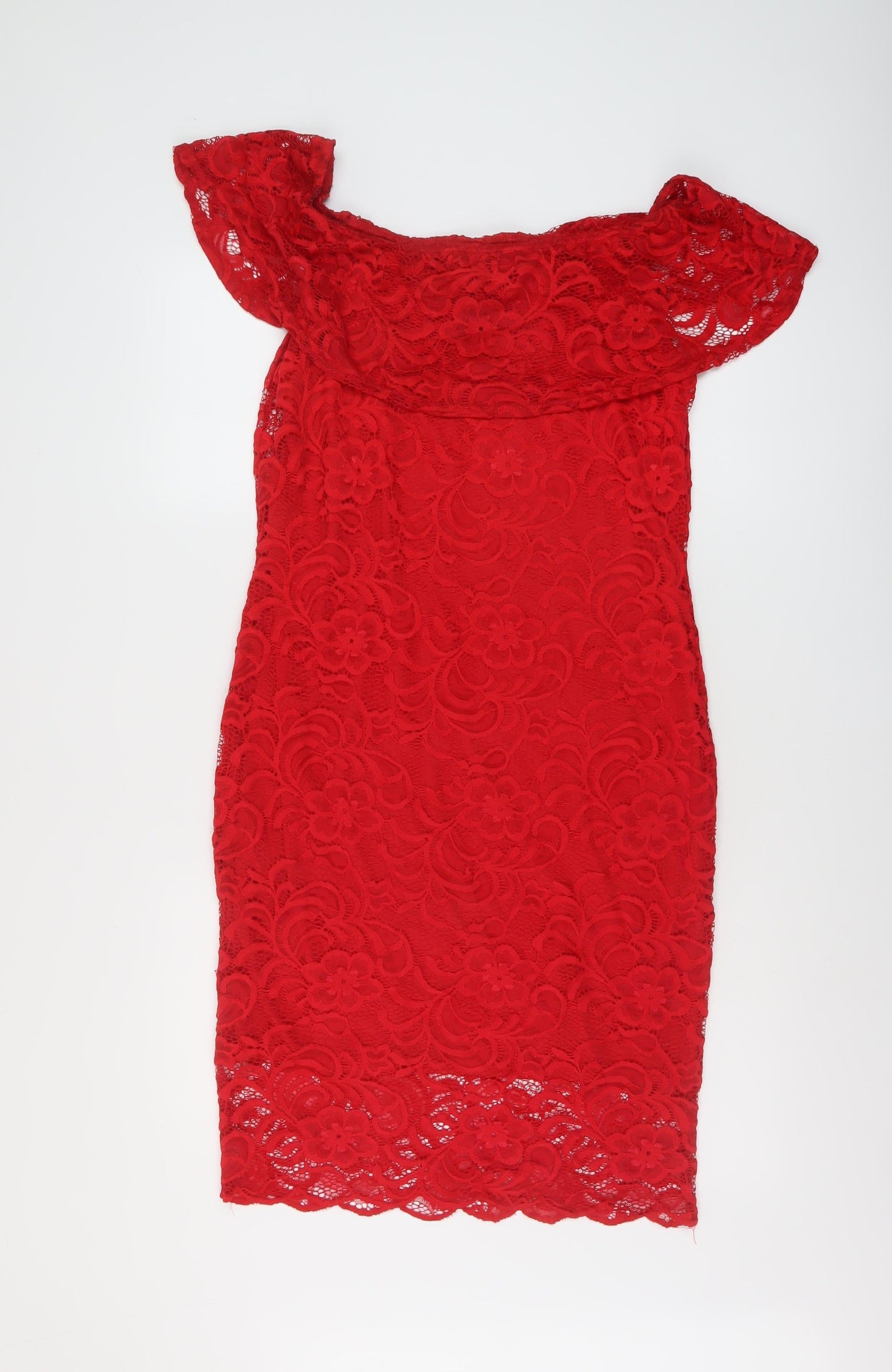 Select Womens Red Polyester Sheath Size 16 Square Neck Pullover