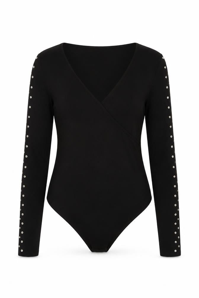 Zara Womens Black Polyamide Bodysuit One-Piece Size S Snap