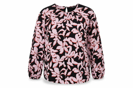 Marks and Spencer Womens Black Geometric Polyester Basic Blouse Size 8 Round Neck