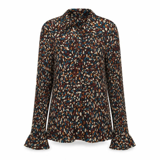 Marks and Spencer Womens Multicoloured Geometric Polyester Basic Button-Up Size 16 V-Neck