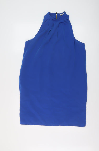 Additional front view of Sfera women’s blue polyester a-line, size L, mock neck zip
