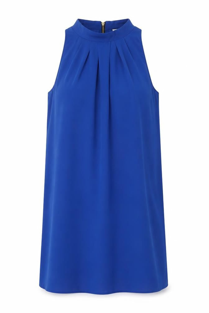 Sfera Womens Blue Polyester A-Line Size L Mock Neck Zip