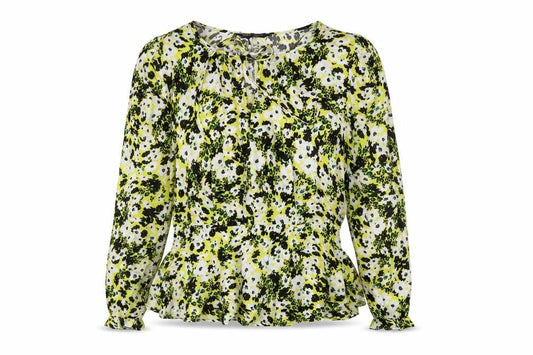 Marks and Spencer Womens Multicoloured Geometric Viscose Basic Blouse Size 10 Round Neck