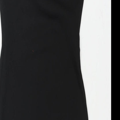 PRETTYLITTLETHING Womens Black Polyester Mini Size 4 Scoop Neck Pullover