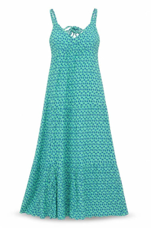 Stradivarius Womens Green Floral Polyester Maxi Size S V-Neck Tie