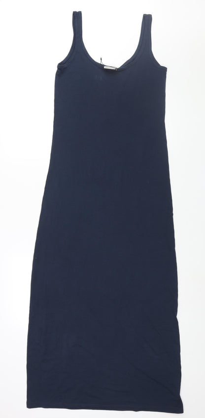 Additional front view of Vera Moda women’s blue polyester maxi, size M, scoop neck pullover