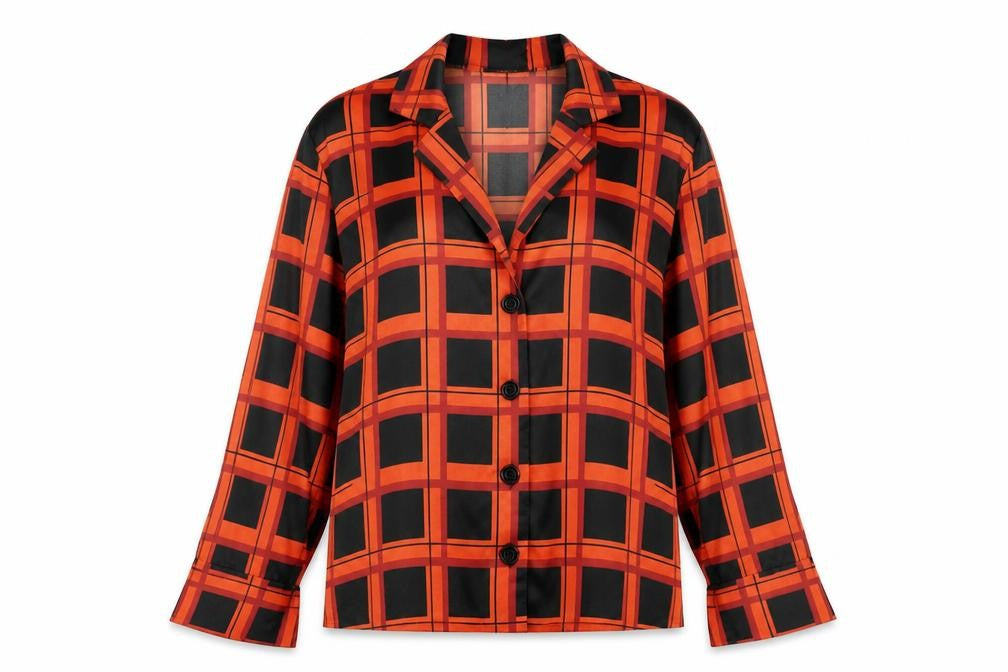 New Look Womens Red Check Polyester Basic Blouse Size 8 Collared