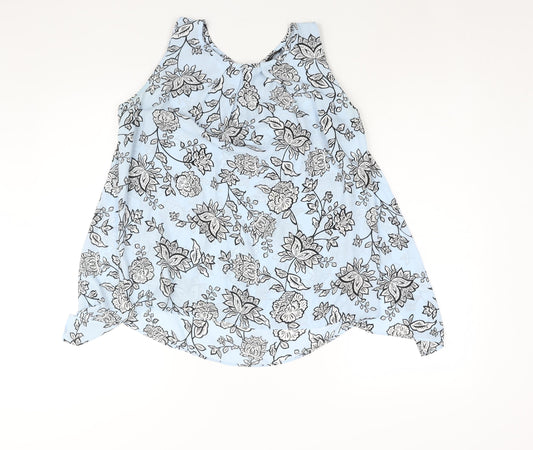 M&Co Womens Blue Floral Polyester Camisole Blouse Size 12 Round Neck