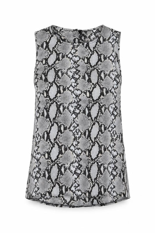 New Look Womens Grey Animal Print Polyester Camisole Blouse Size 12 Round Neck - Snakeskin Print