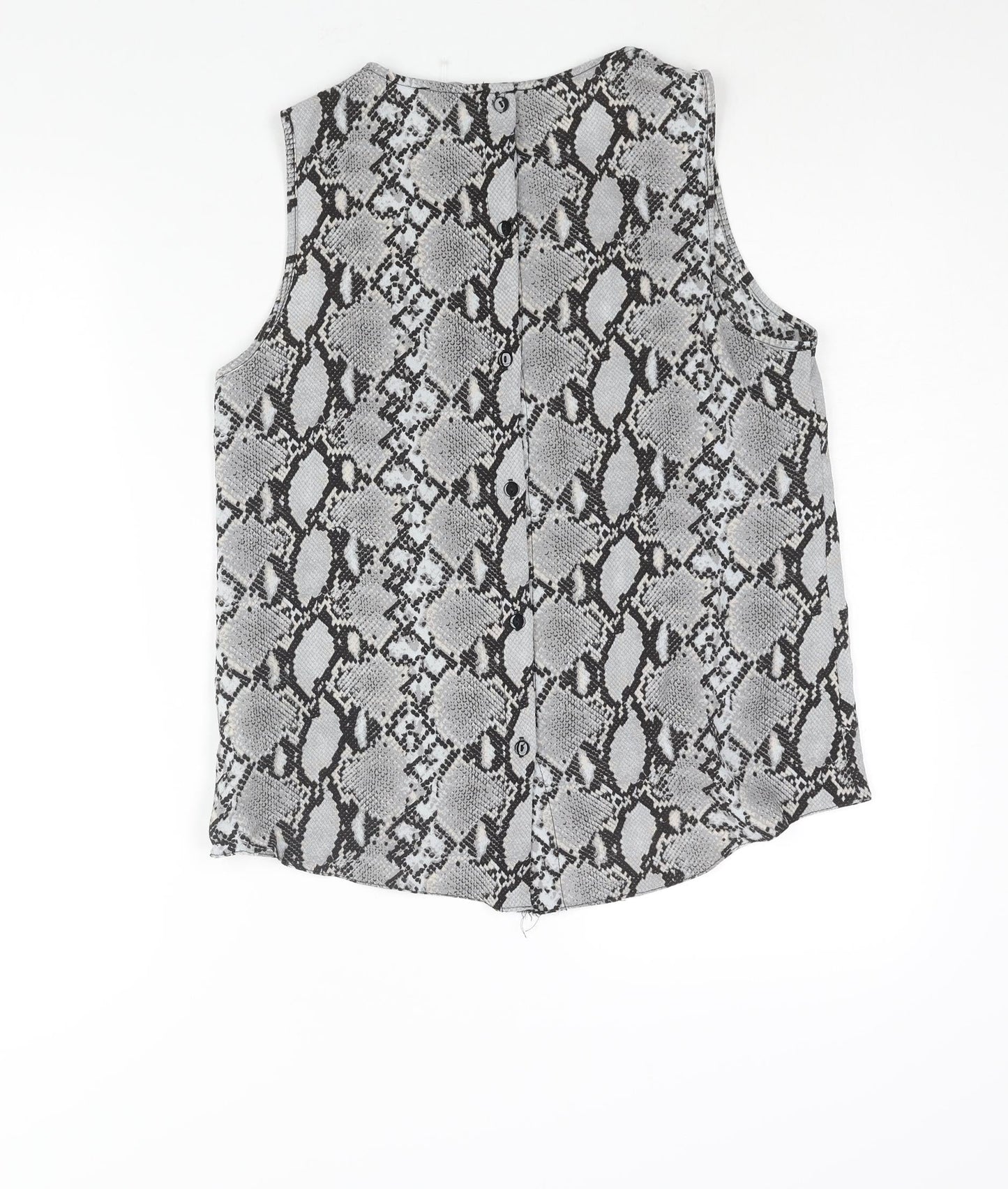 New Look Womens Grey Animal Print Polyester Camisole Blouse Size 12 Round Neck - Snakeskin Print
